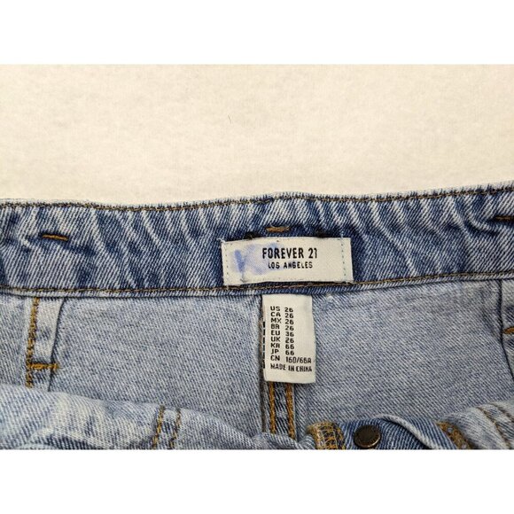 Forever 21 Women's Jeans Size 26 Light Wash High Rise Button-Fly Tapered - Picture 7 of 15